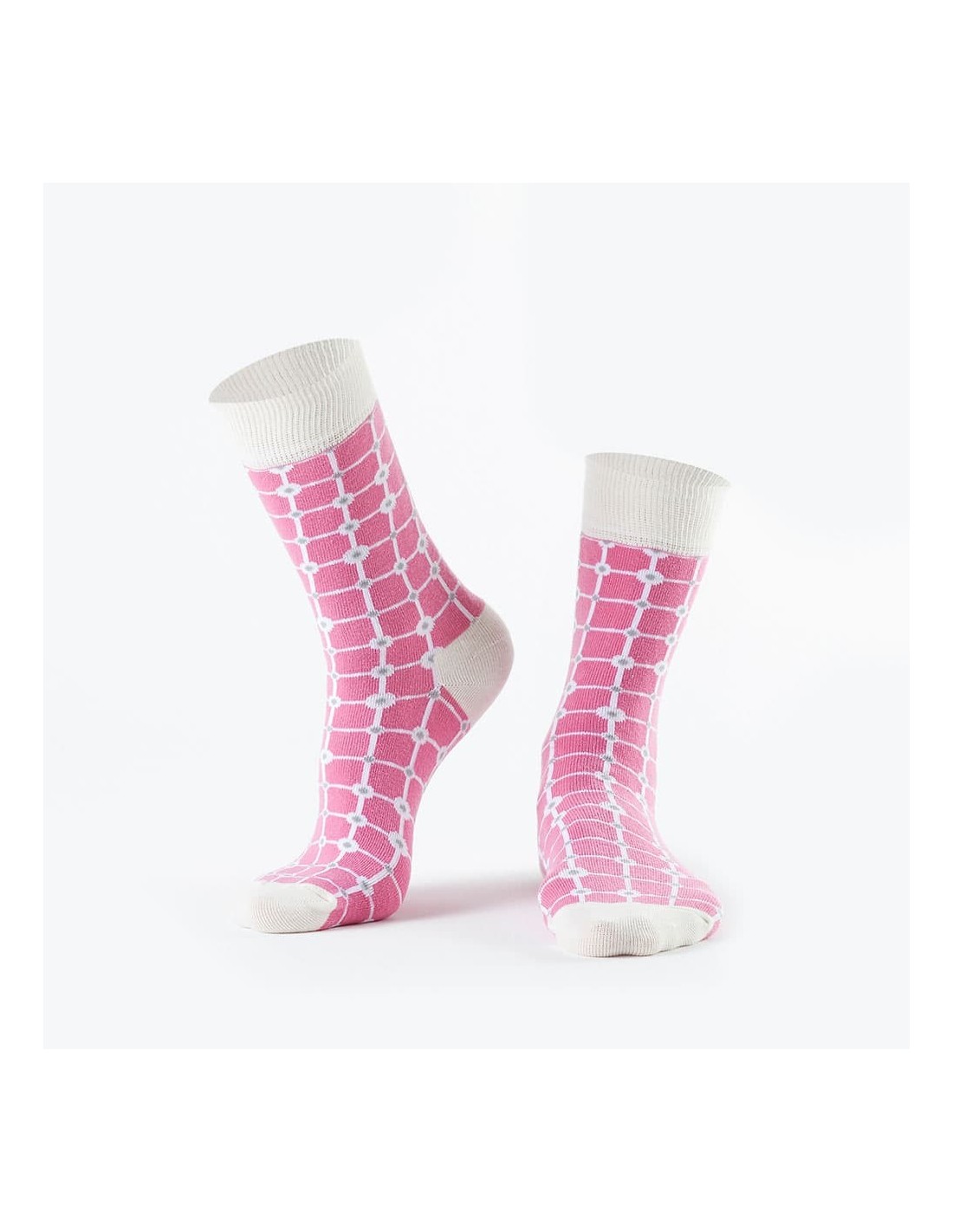 Pink checkered women\'s socks SD09 - Online store - Boutique